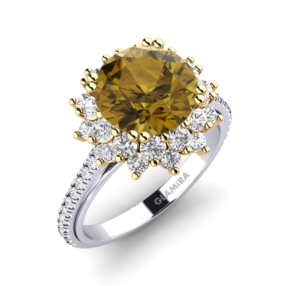 9k Oro Blanco & Amarillo Anillo de compromiso Daffney 3.0 crt