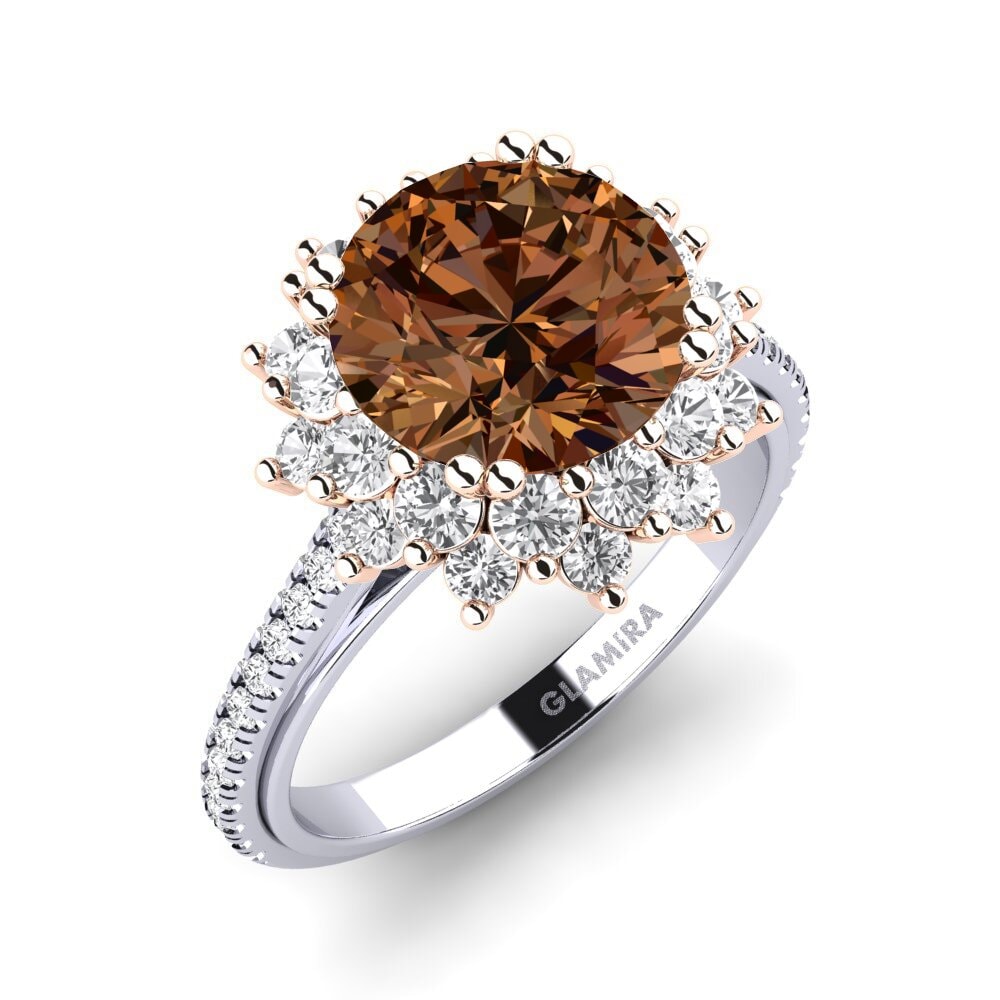 14ct White & Rose Gold Engagement Ring Daffney 3.0 crt