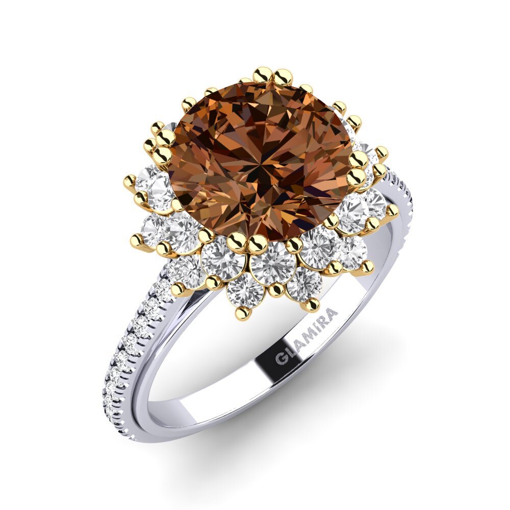 14k Oro Blanco & Amarillo Anillo de compromiso Daffney 3.0 crt