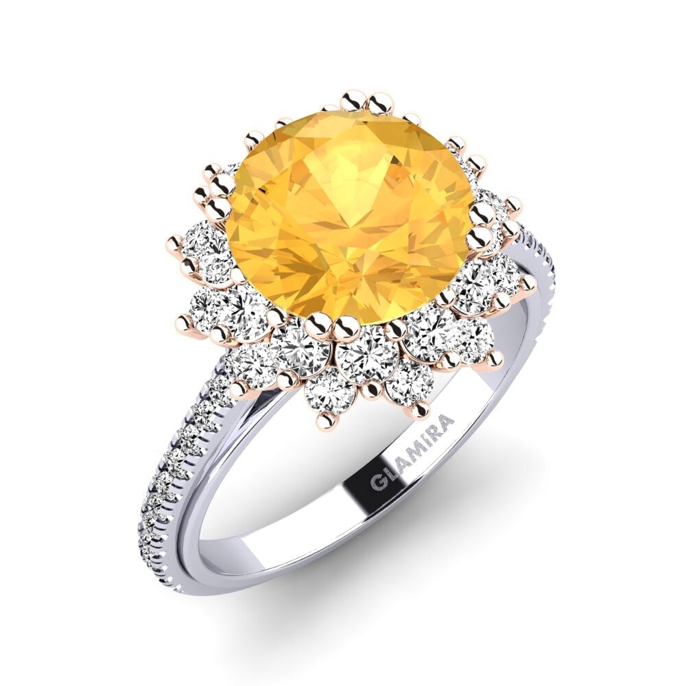 18k Oro Blanco & Rosa Citrino Anillo de compromiso Daffney 3.0 crt