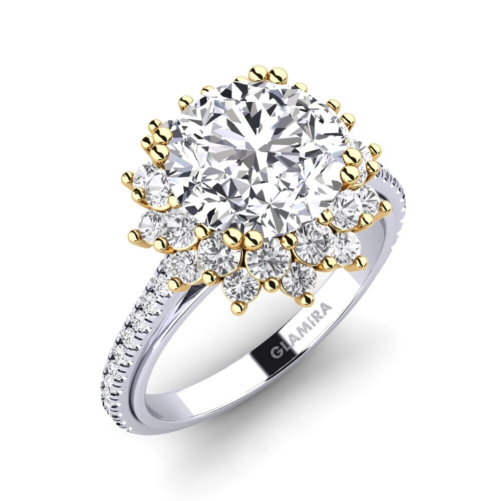 9k Oro Blanco & Amarillo Anillo de compromiso Daffney 3.0 crt