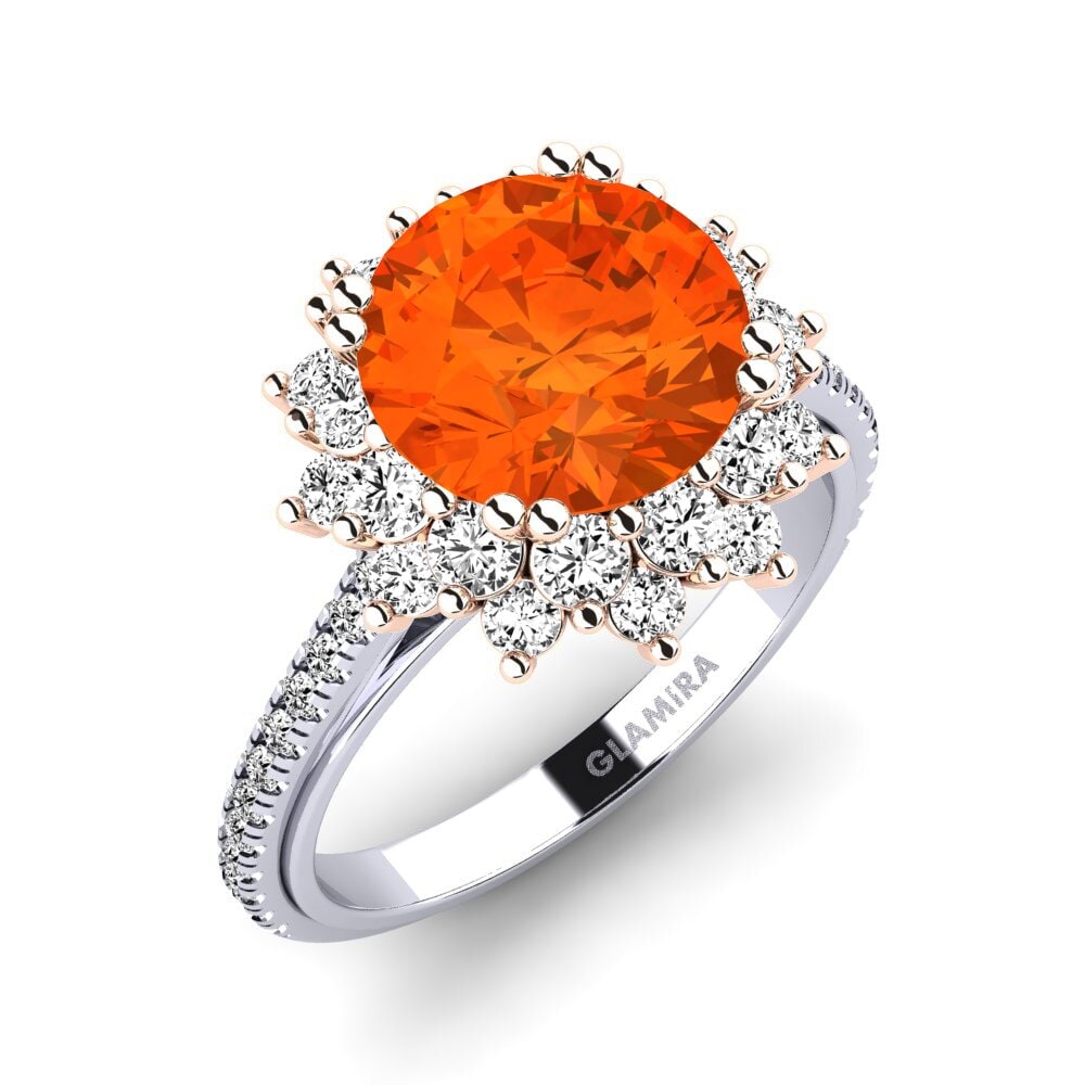18k Oro Blanco & Rosa Ópalo Fuego Anillo de compromiso Daffney 3.0 crt
