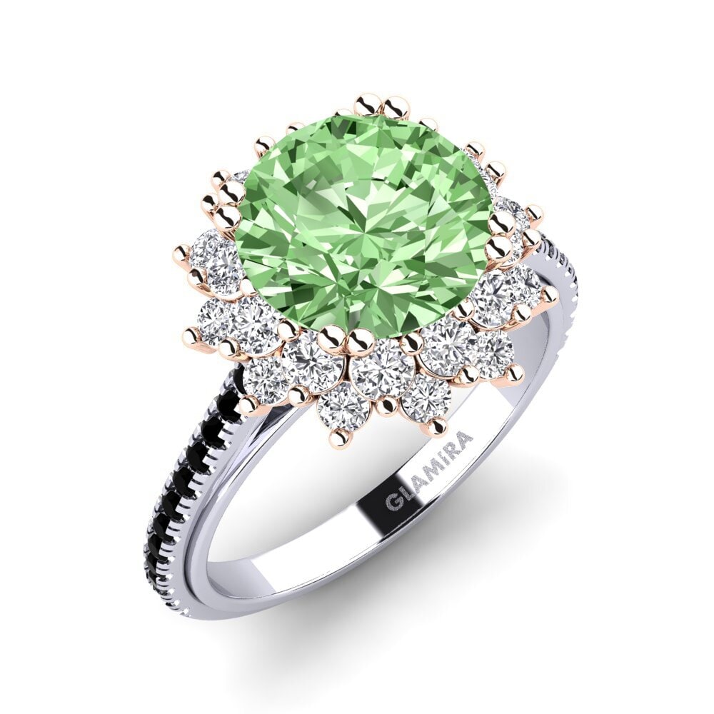 18ct White / Rose Gold Green Diamond Engagement Ring Daffney 3.0 crt
