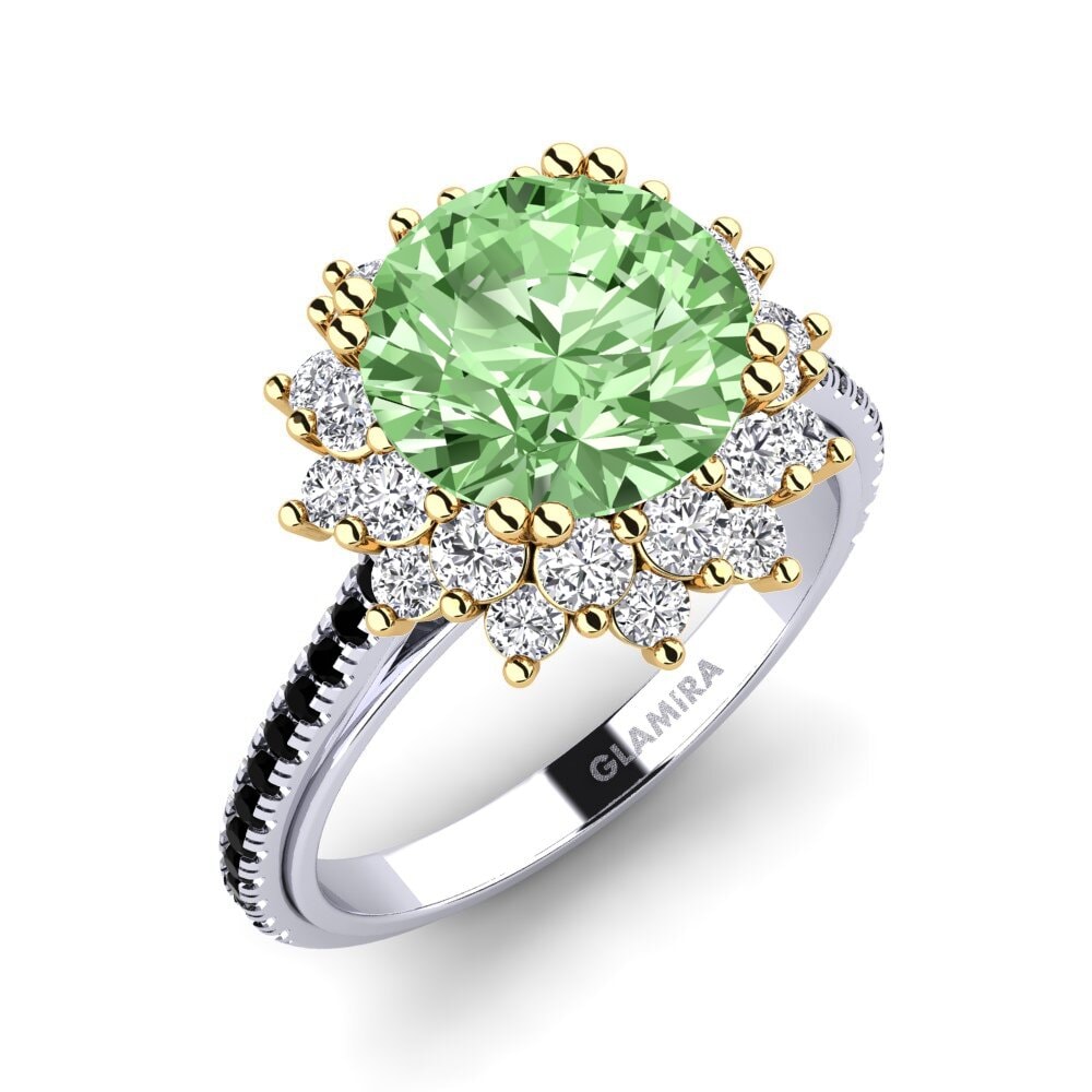 18ct White / Yellow Gold Green Diamond Engagement Ring Daffney 3.0 crt