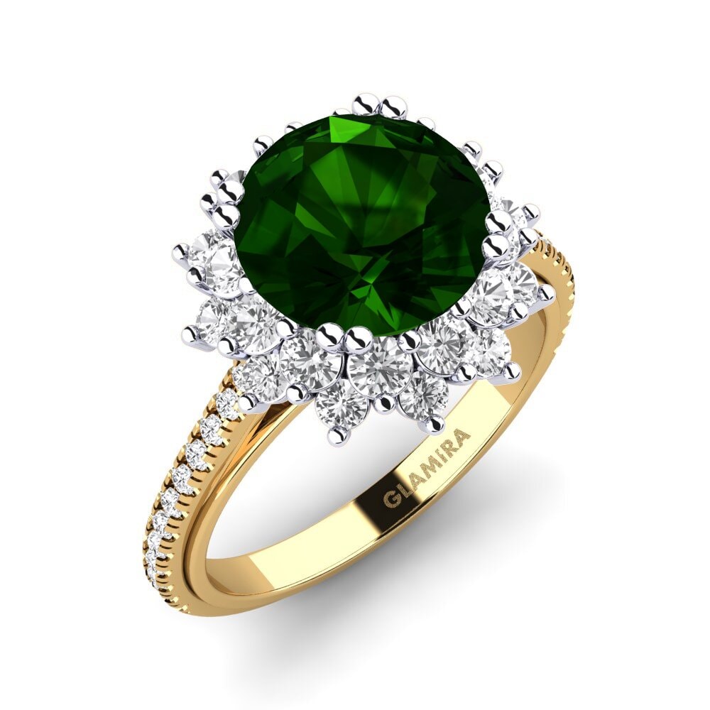 14k Oro Amarillo & Blanco Anillo de compromiso Daffney 3.0 crt