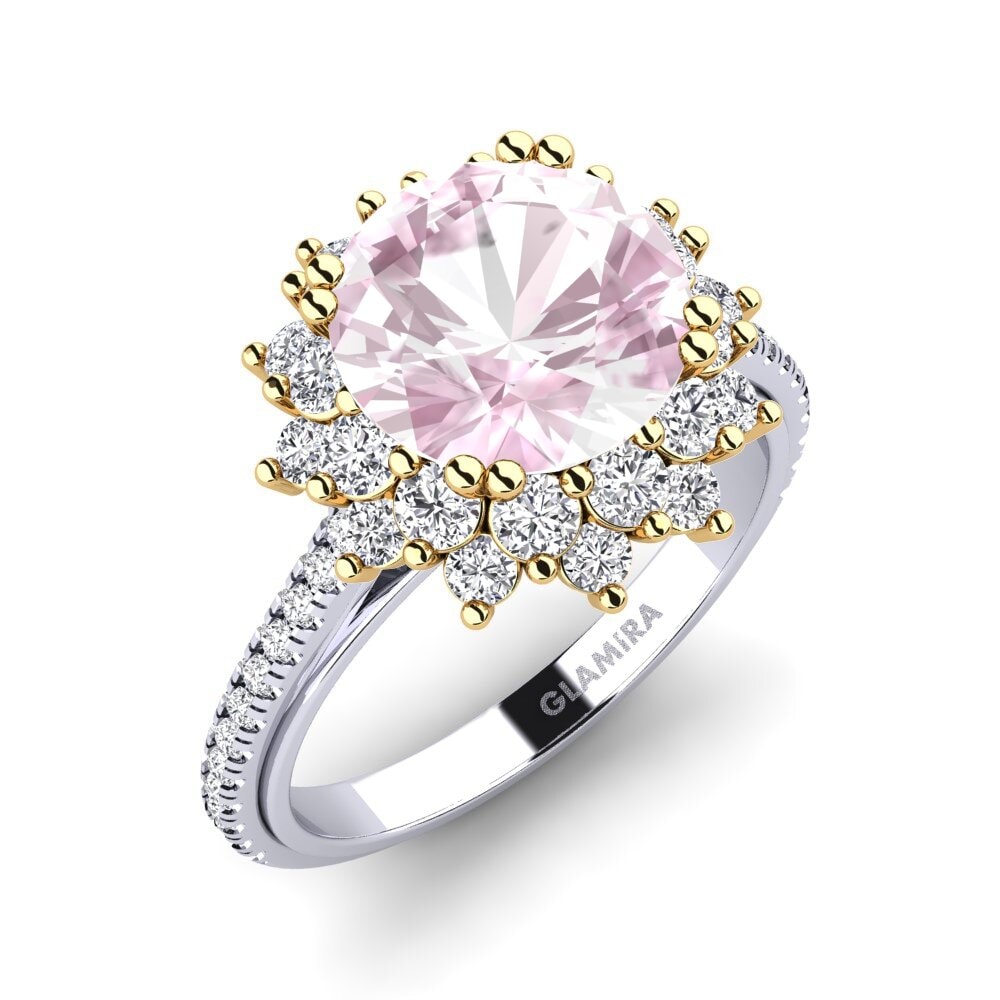 14ct White & Yellow Gold Kunzite Engagement Ring Daffney 3.0 crt
