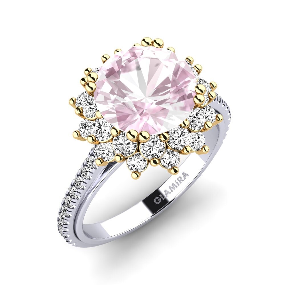 14k Oro Blanco / Amarillo Kunzite Anillo de compromiso Daffney 3.0 crt
