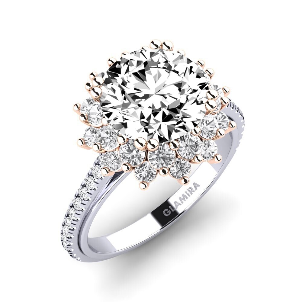 18k Oro Blanco & Rosa Moissanita Anillo de compromiso Daffney 3.0 crt
