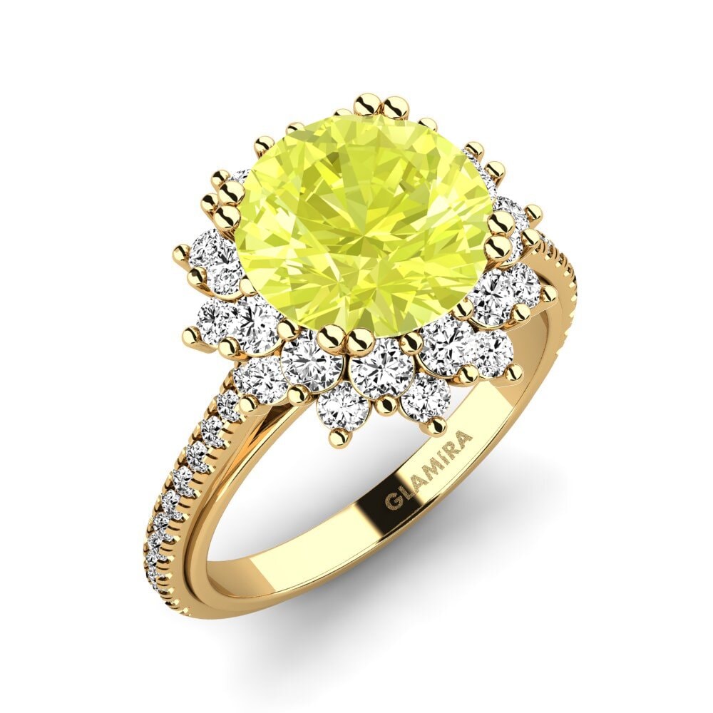 14ct Yellow Gold Lemon Quartz Engagement Ring Daffney 3.0 crt