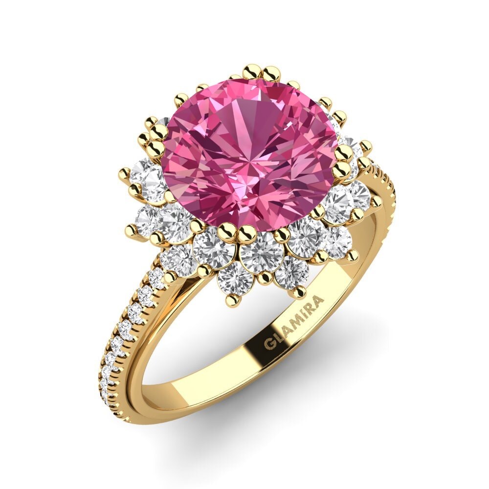 9ct Yellow Gold Pink Tourmaline Engagement Ring Daffney 3.0 crt
