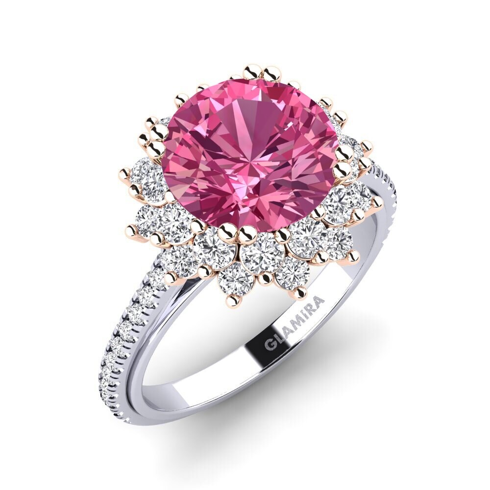 14ct White & Rose Gold Pink Tourmaline Engagement Ring Daffney 3.0 crt
