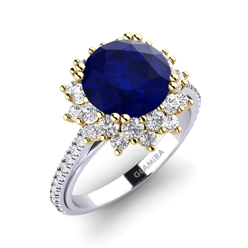 18ct White / Yellow Gold Sapphire Engagement Ring Daffney 3.0 crt