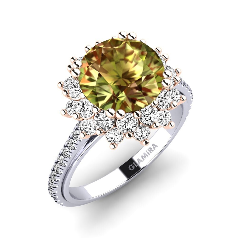 18k Oro Blanco & Rosa Piedra Sultana Anillo de compromiso Daffney 3.0 crt