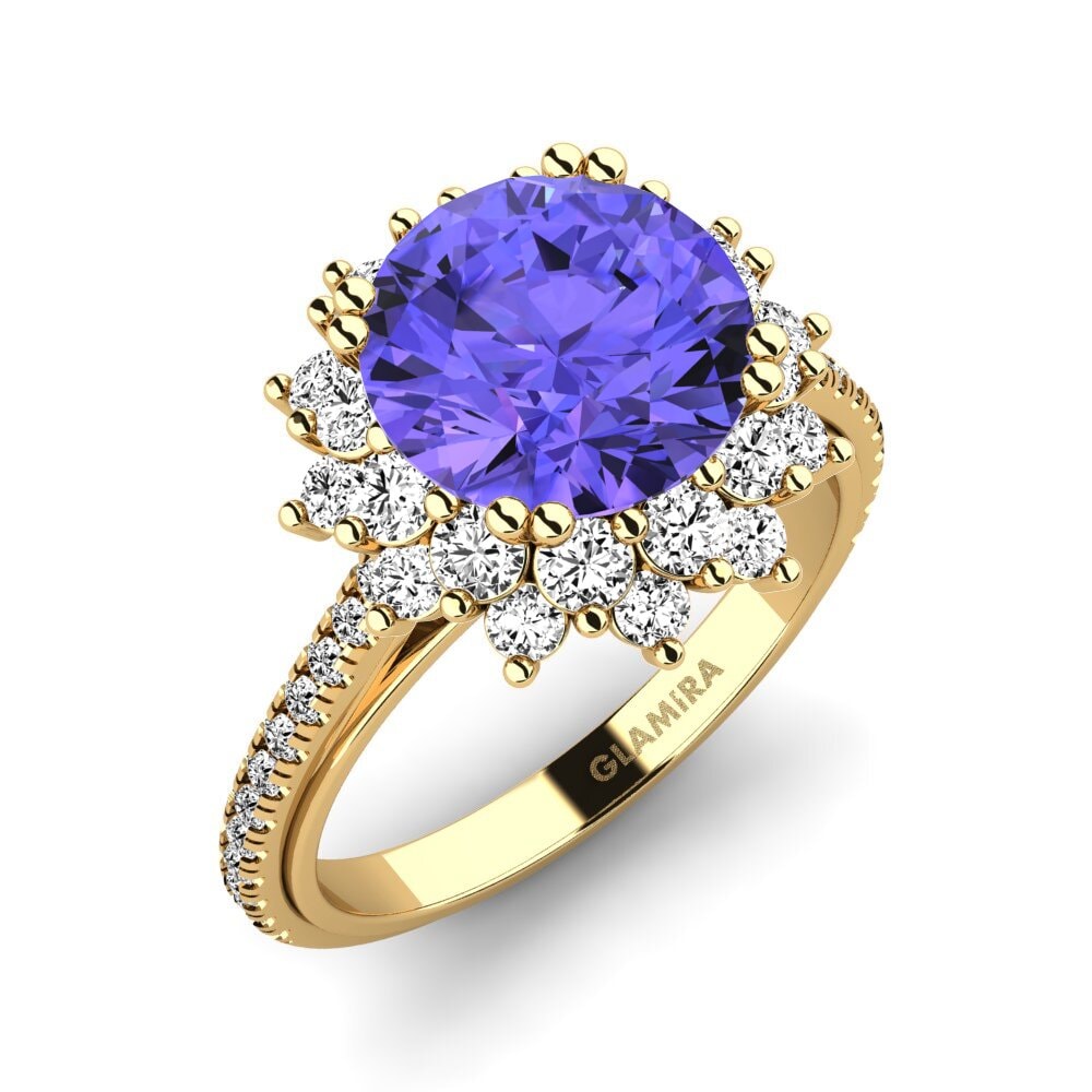 14k Oro Amarillo Tanzanita Anillo de compromiso Daffney 3.0 crt