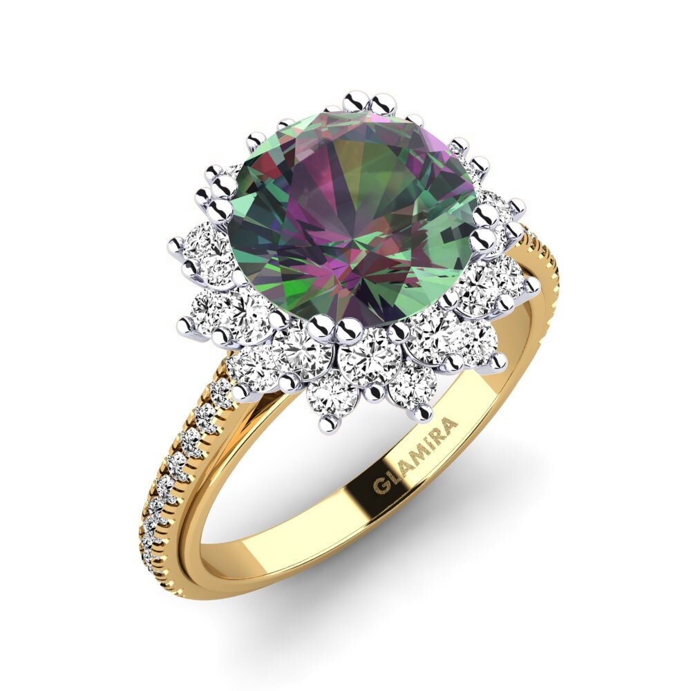 14K Geel & Wit Goud Mystic Topaas Verlovingsring Daffney 3.0 crt