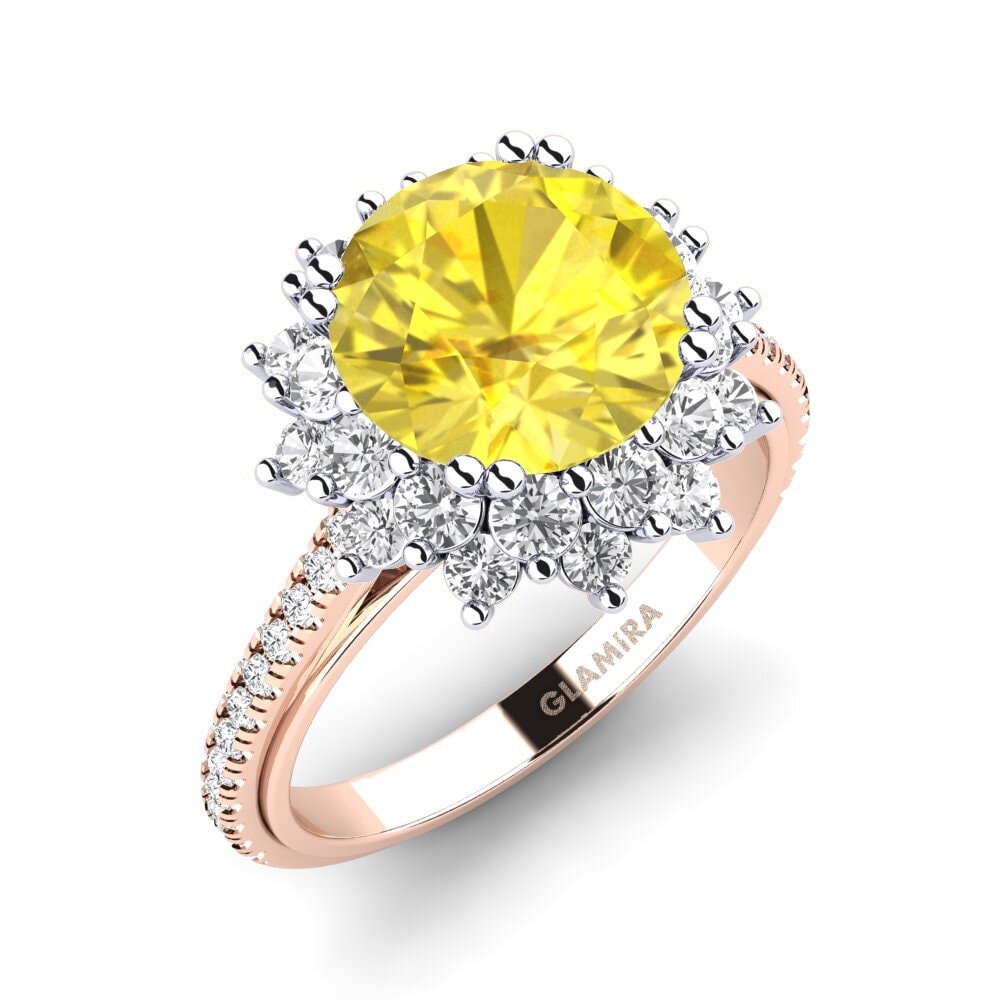 14k Rose & White Gold Yellow Sapphire Engagement Ring Daffney 3.0 crt
