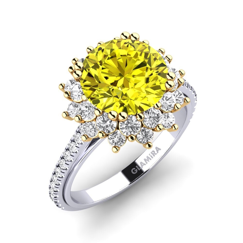 14ct White / Yellow Gold Engagement Ring Daffney 3.0 crt