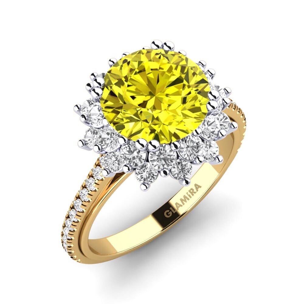 9K Yellow & White Gold Engagement Ring Daffney 3.0 crt