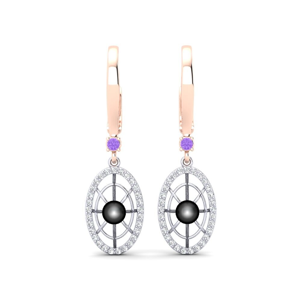 9ct Rose & White Gold Amethyst Women's Earring Daftilasaj
