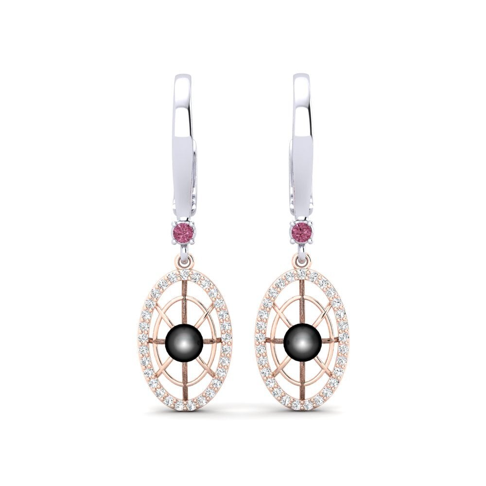 18ct White & Rose Gold Rhodolite Garnet Women's Earring Daftilasaj
