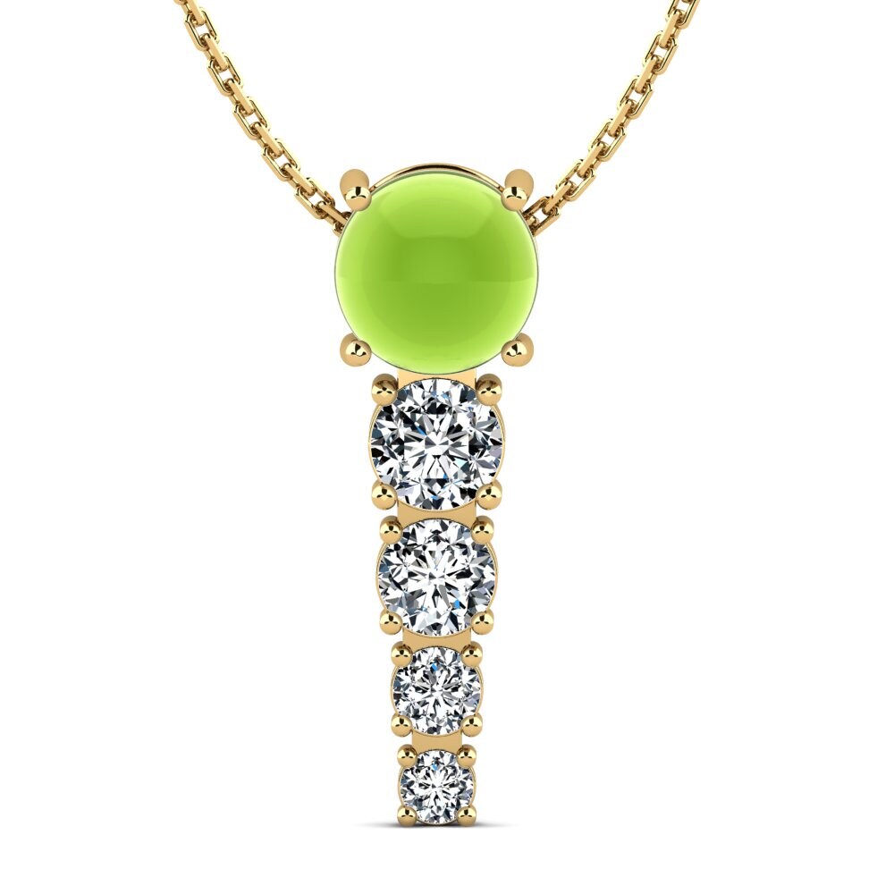18k Oro Amarillo Peridoto Cabujón Colgante de Mujer Dagda