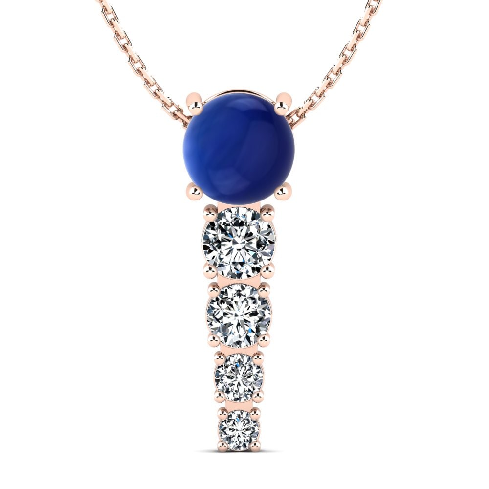 14k Oro Rosa Zafiro Cabujón Colgante de Mujer Dagda