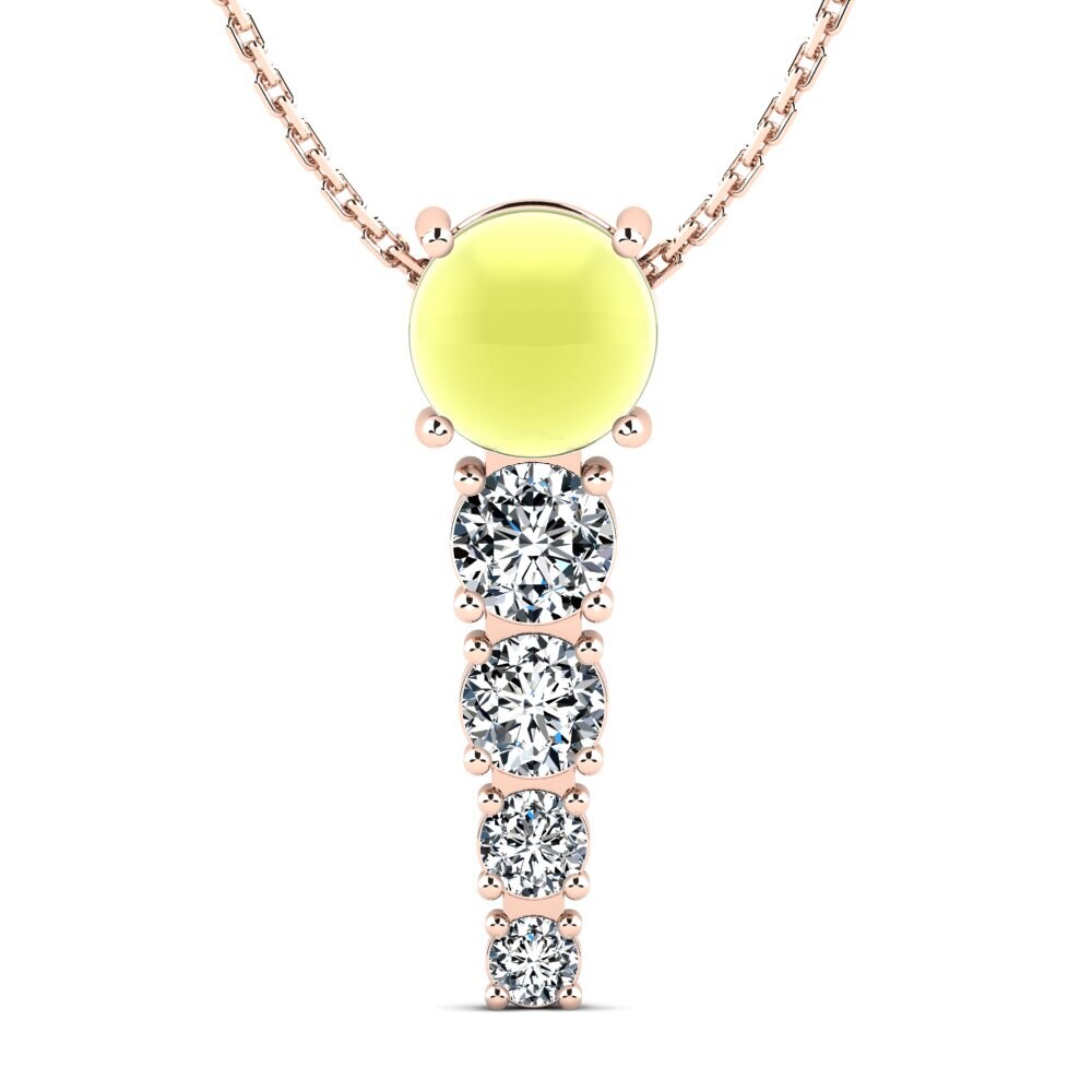 14k Oro Rosa Topacio Limón Cabujón Colgante de Mujer Dagda