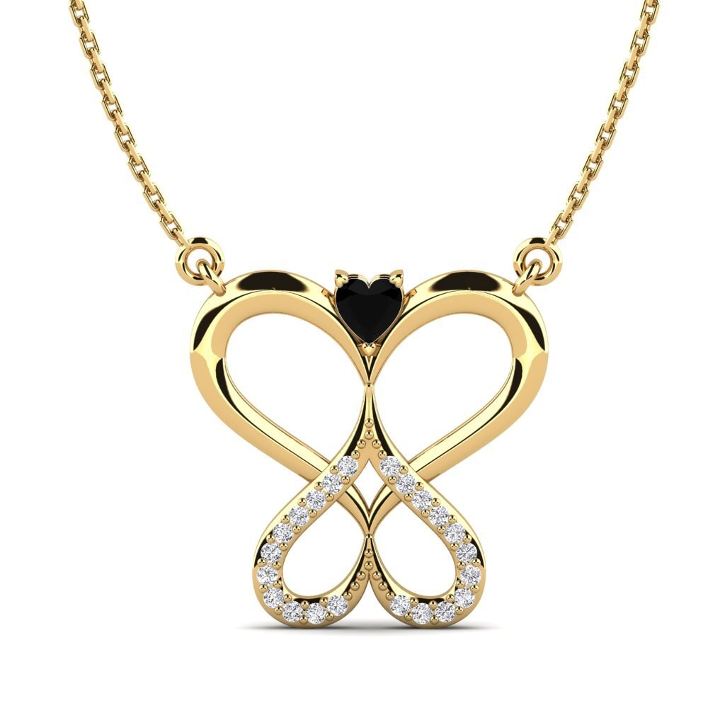 Heart Black Sapphire Women's Necklace Dainera