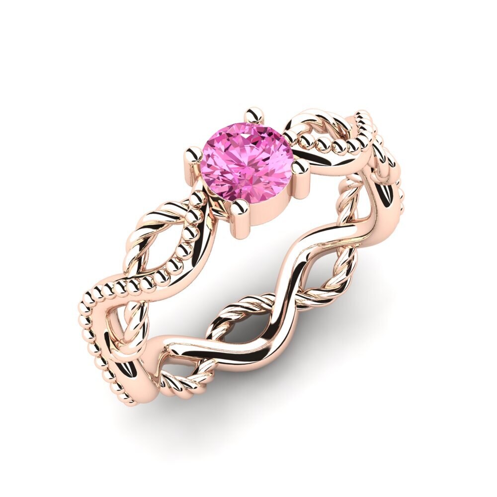 Rotgold 750 Rosa Topas Damenring Daister
