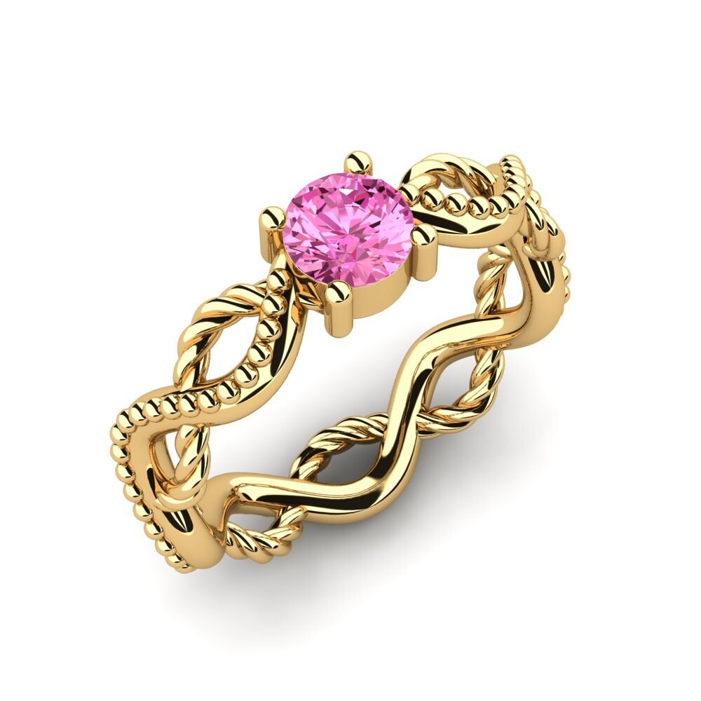 18k Oro Amarillo Topacio Rosa Anillo de Mujer Daister