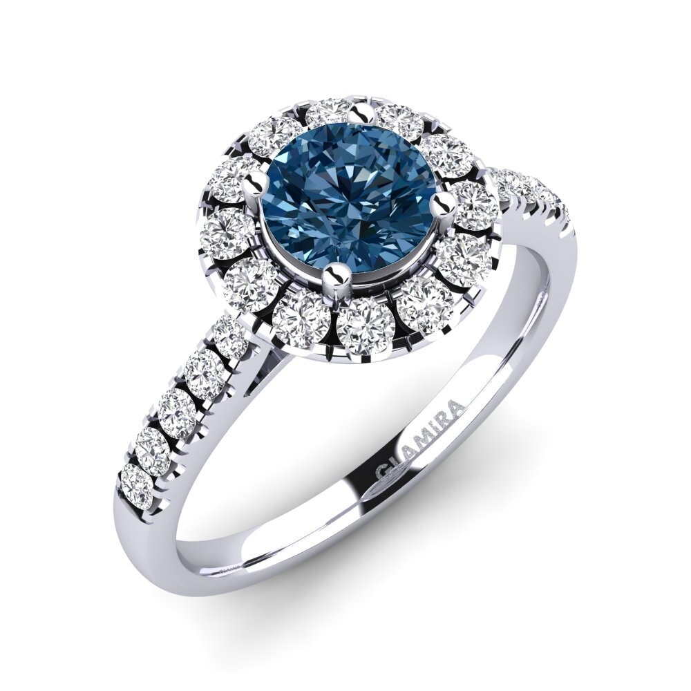 Blue Diamond Engagement Ring Daisy