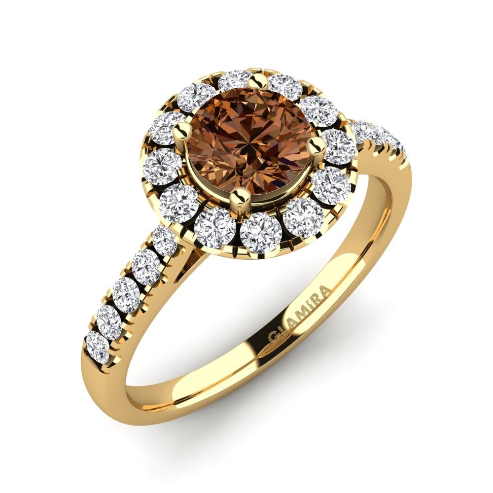 Gelbgold 585 Brauner Diamant Verlobungsring Daisy