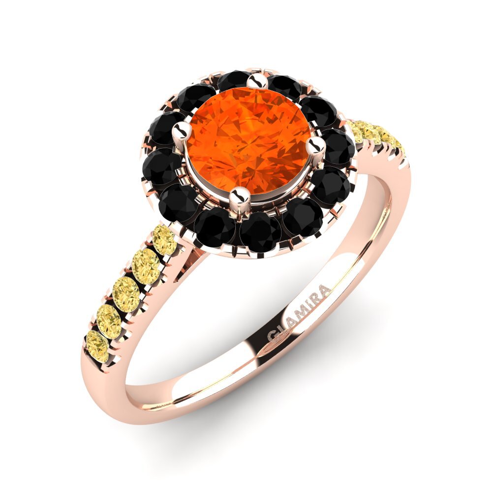 14ct Rose Gold Fire Opal Engagement Ring Daisy