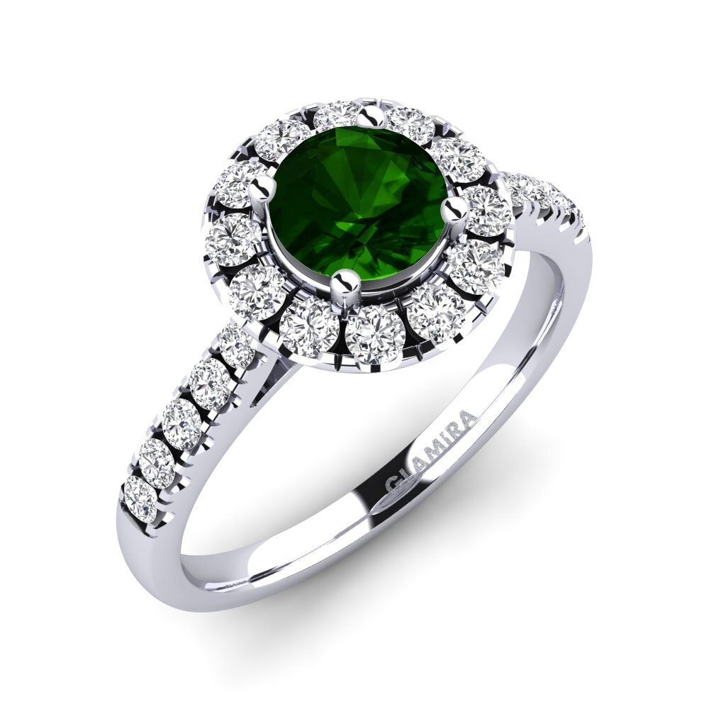 Green Tourmaline Engagement Ring Daisy