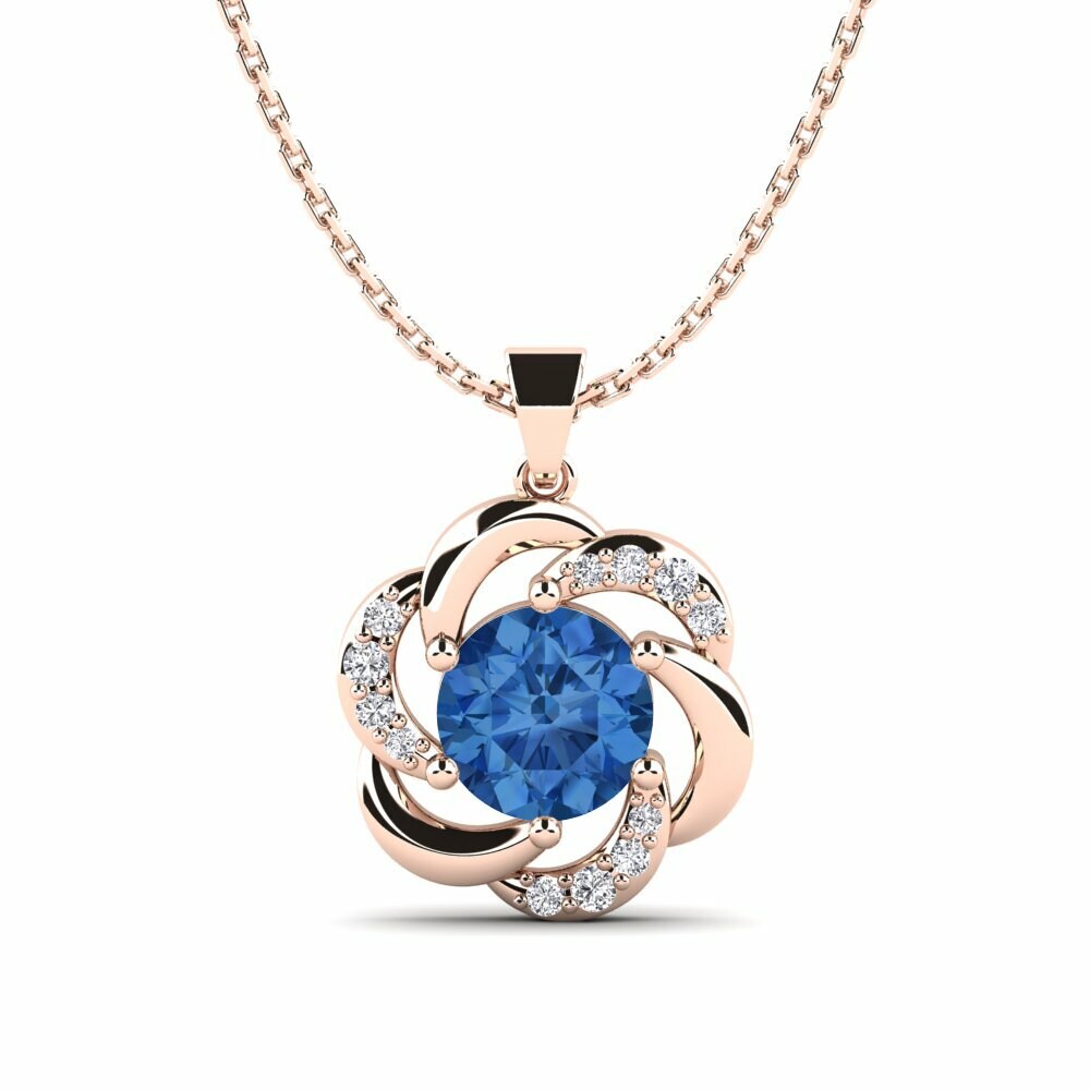 Vàng Hồng 9K Đá Zirconia Xanh Lam Mặt dây chuyền nữ Dajana