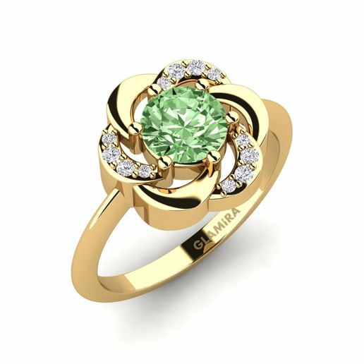 Ring Dajana 585 Yellow Gold & Green Diamond & Diamond