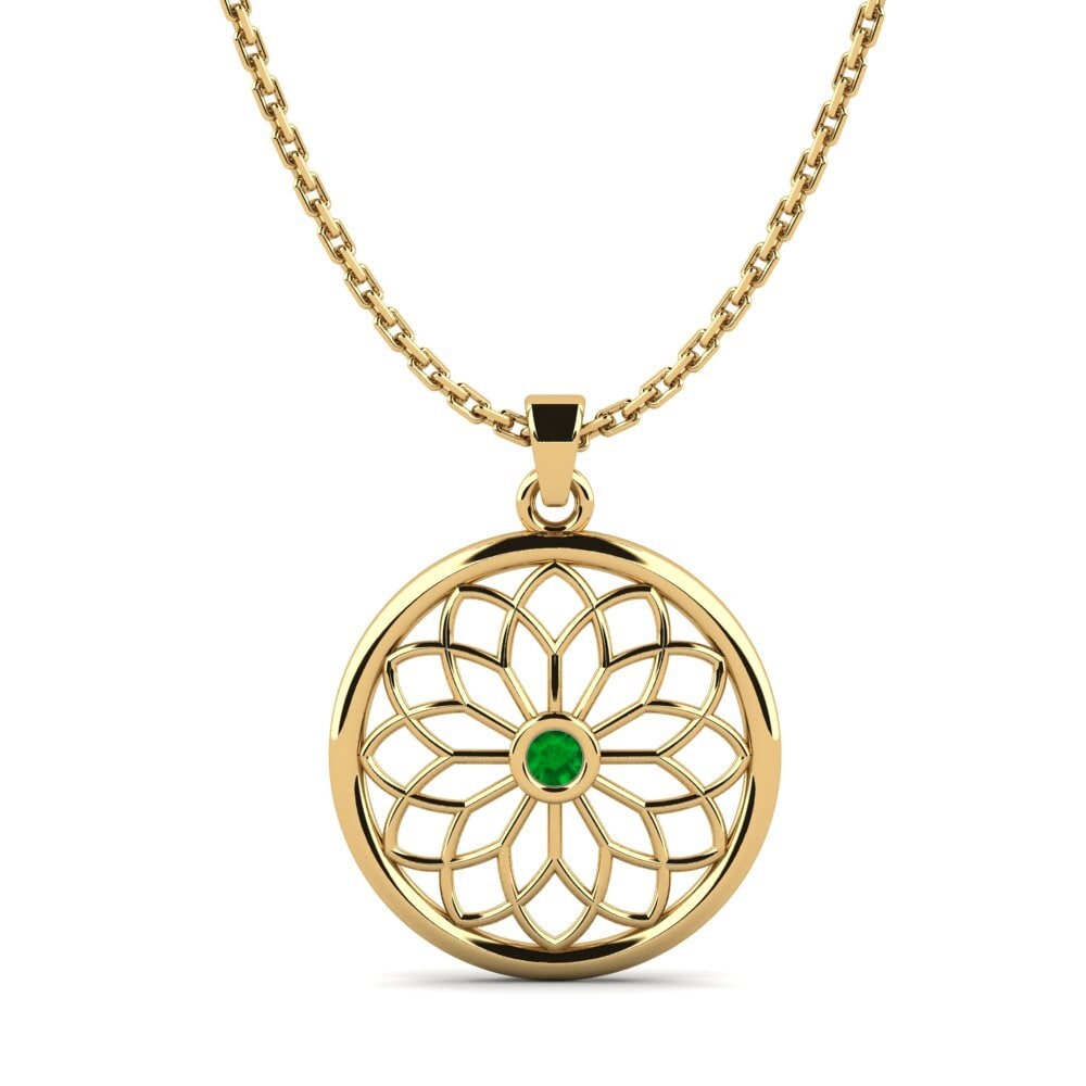 18ct Yellow Gold Emerald Women's Pendant Dajnolata