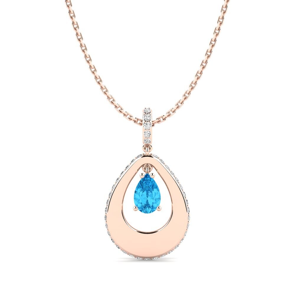 Giọt Nước Đá Topaz xanh / Hoàng Ngọc Mặt dây chuyền nữ Dalbert