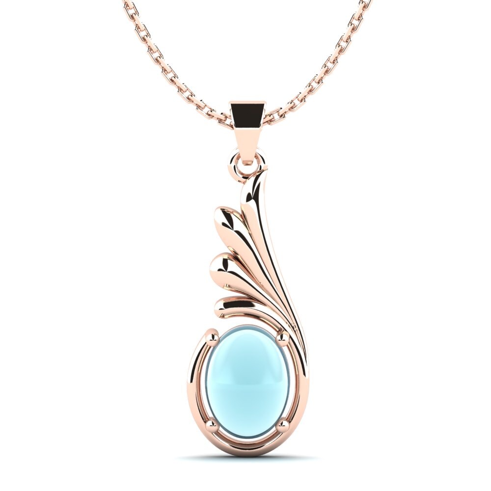 9k Oro Rosa Aguamarina Cabujón Colgante de Mujer Dalenna