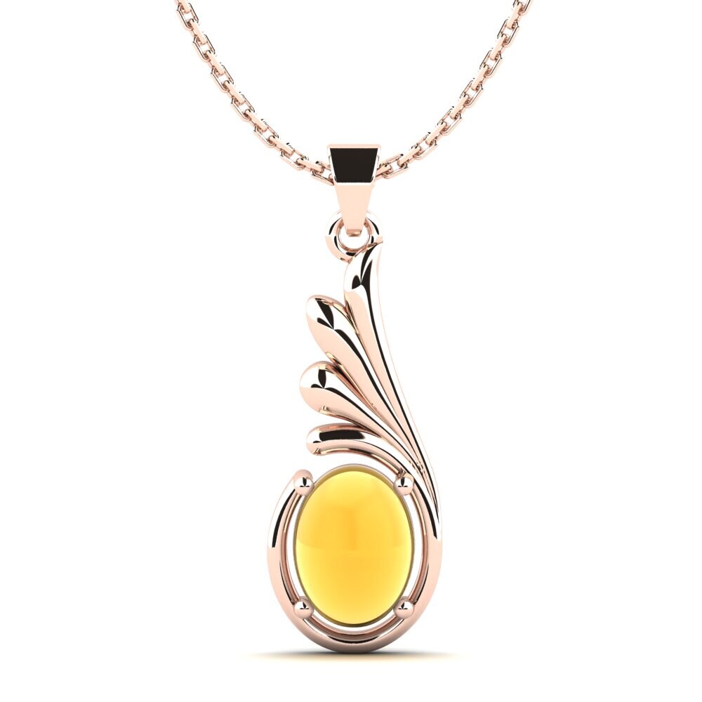14k Oro Rosa Citrino Cabujón Colgante de Mujer Dalenna