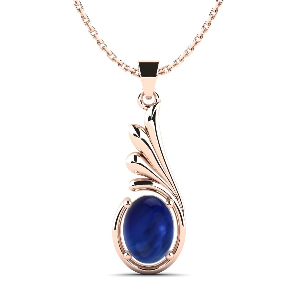 14k Oro Rosa Zafiro Cabujón Colgante de Mujer Dalenna