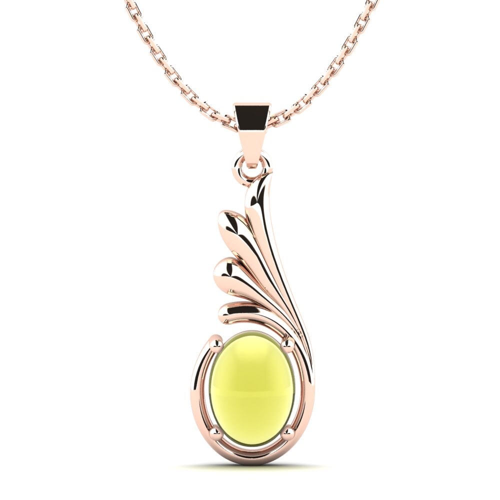 14k Oro Rosa Topacio Limón Cabujón Colgante de Mujer Dalenna