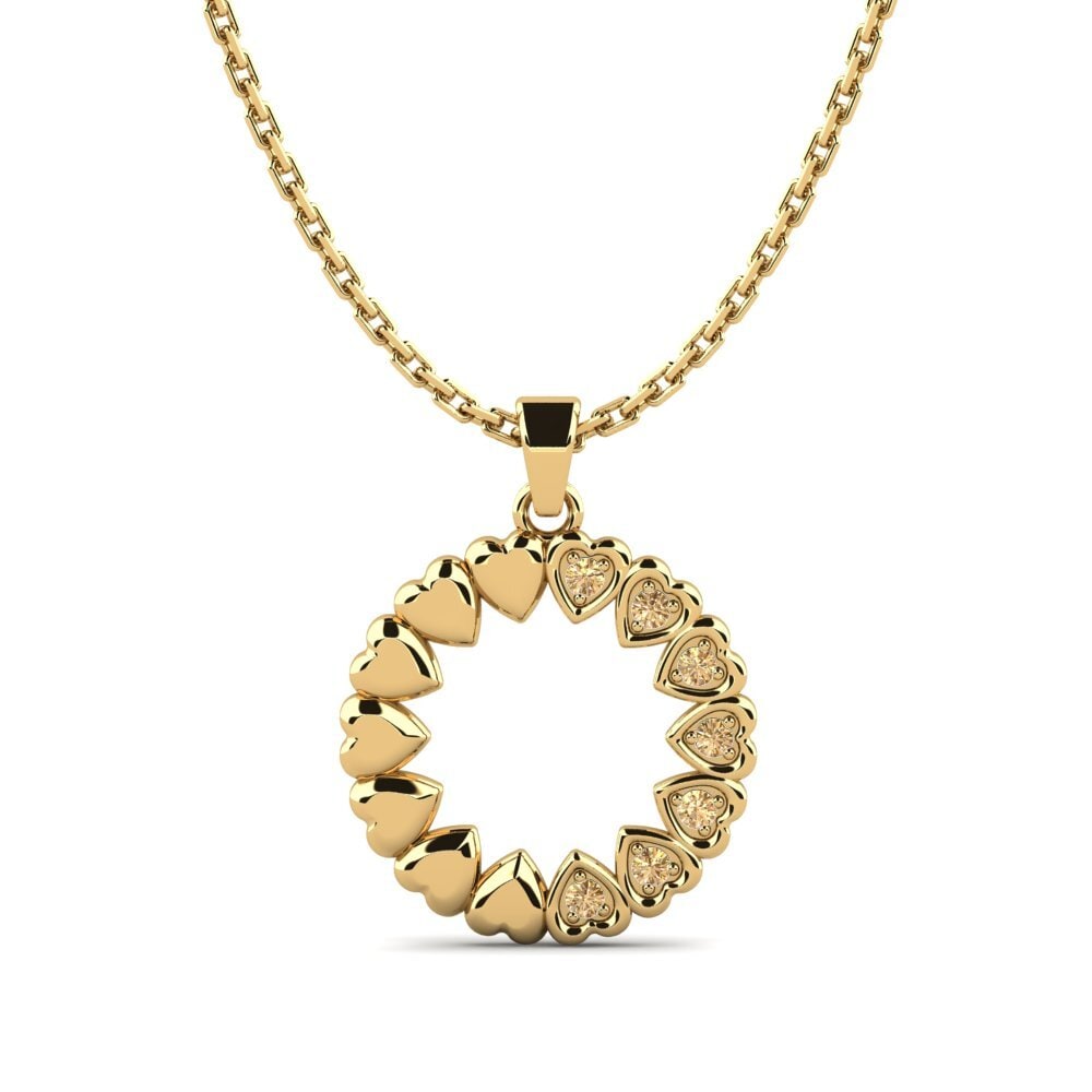 14k Yellow Gold Brown Diamond Women's Pendant Dallen
