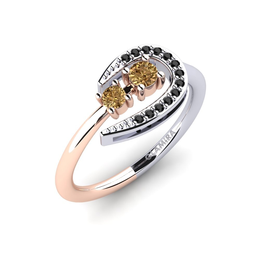 14ct Rose & White Gold Brown Diamond Ring Damacia