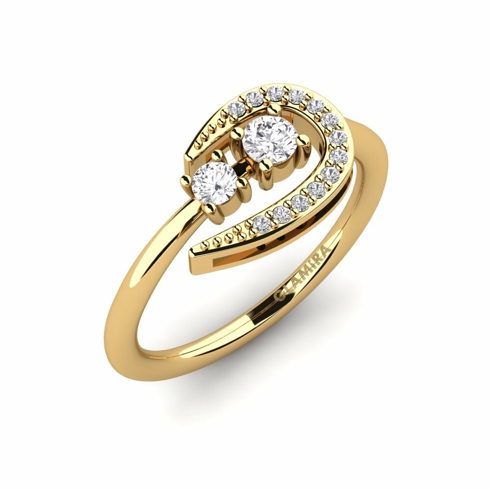 Two-Stone Rings Damacia 585 Yellow Gold White Sapphire