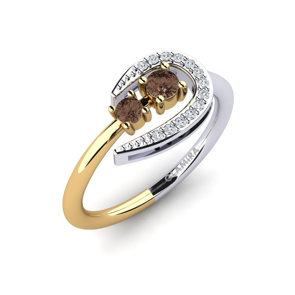 9ct Yellow & White Gold Smoky Quartz Ring Damacia