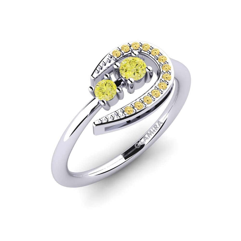 14ct White Gold Yellow Diamond Ring Damacia