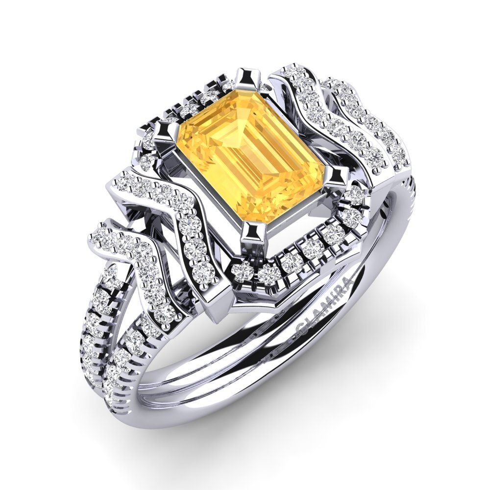 Emerald Cut Citrine Engagement Ring Damien