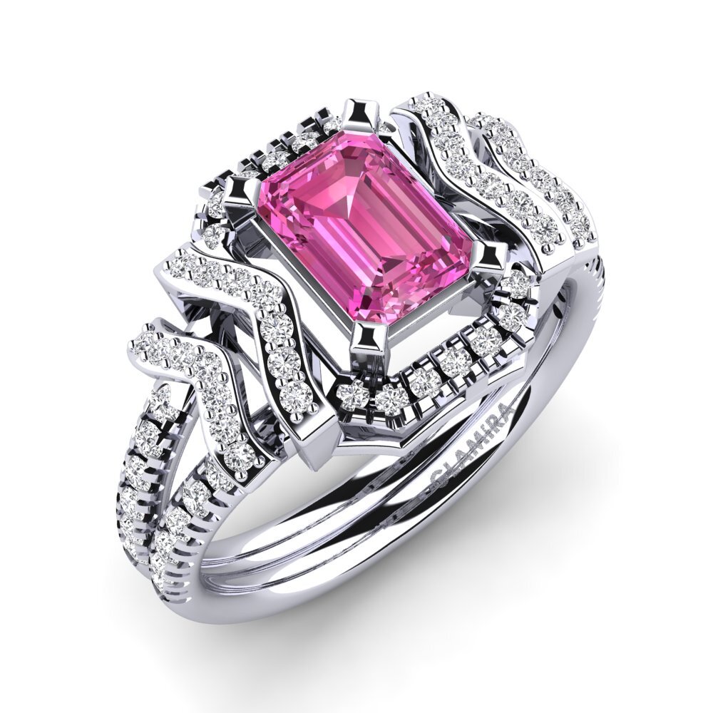 Emerald Cut Pink Topaz Engagement Ring Damien
