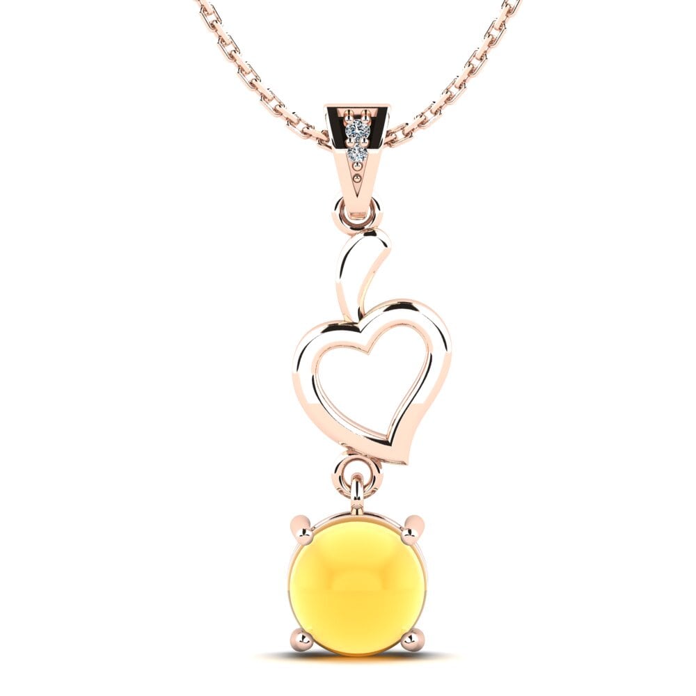 14k Oro Rosa Citrino Cabujón Colgante de Mujer Damilare